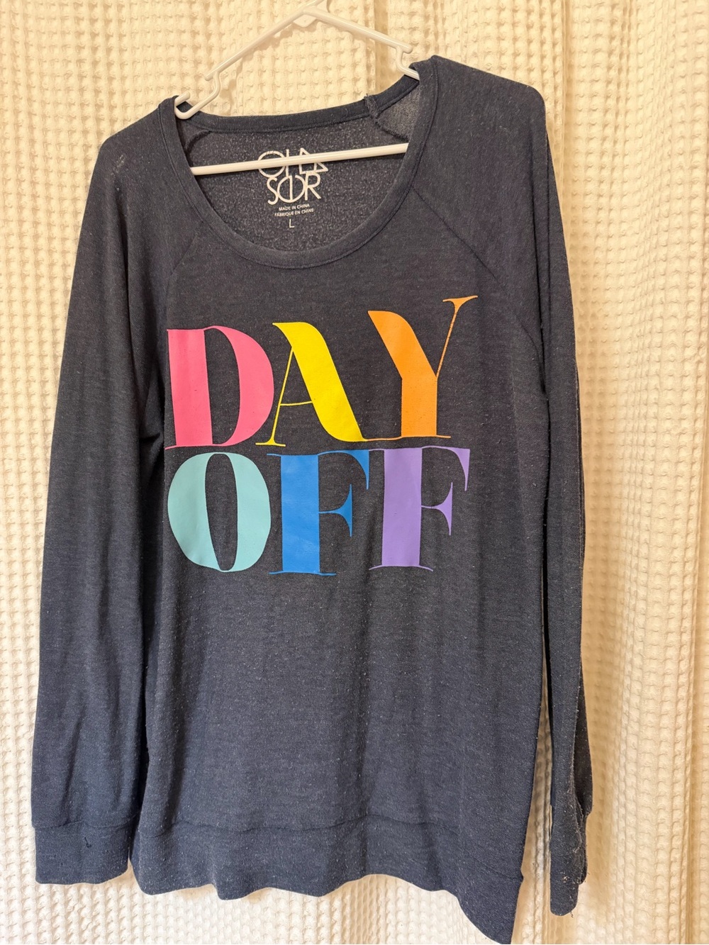 Chaser 'Day Off' Navy Long-Sleeve Graphic Top